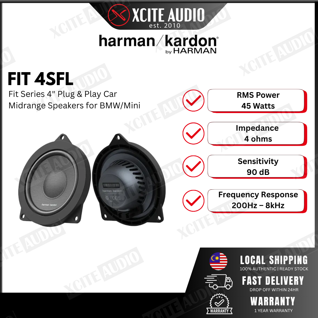 HARMAN KARDON FIT 4SFL - Fit Series 4" Component Car Midrange Speakers for BMW/Mini (Plug & Play)