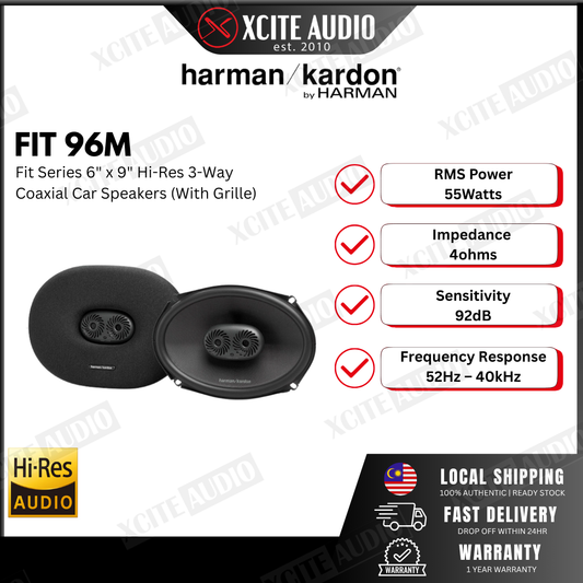 HARMAN KARDON FIT 96M - Fit Series 6" x 9" Three-Way Coaxial Car Speakers