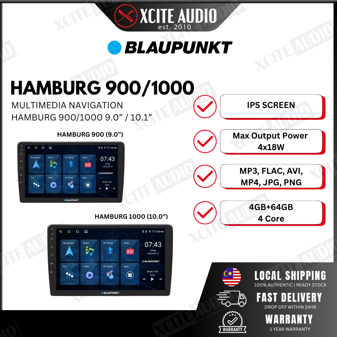 Blaupunkt MULTIMEDIA NAVIGATION HAMBURG 900/1000 9.0” / 10.1” IPS Screen | 4G+64G, 4-CORE | Supports Wi-Fi Connection