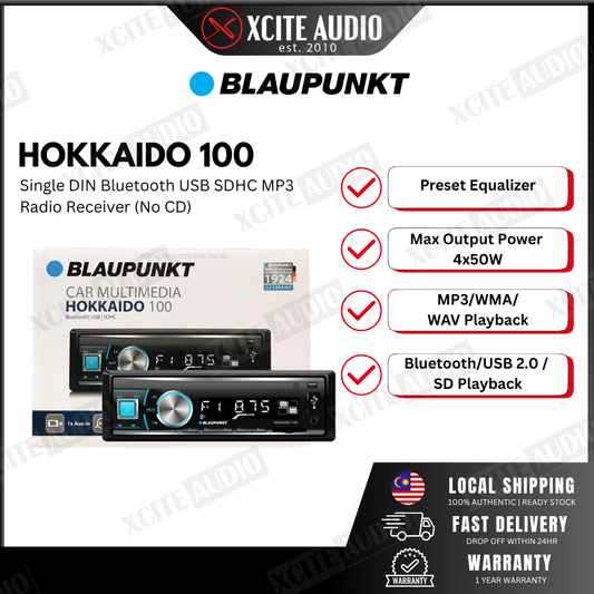Blaupunkt HOKKAIDO 100 Single DIN Bluetooth USB SDHC MP3 Radio Receiver (No CD)