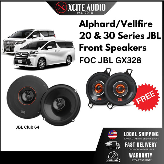 JBL Plug & Play Set for Toyota Vellfire/Alphard 20 & 30 Series - JBL Club 64 with FOC JBL GX328