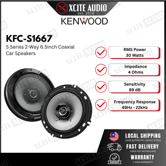 Kenwood KFC-S1667 6.5'' 2-Way 300W Car Coaxial Speakers