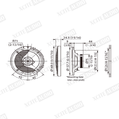 Kenwood KFC-S1667 6.5'' 2-Way 300W Car Coaxial Speakers