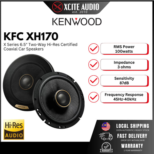 Kenwood KFC-XH170 Hi-Resolution Audio Certified 6.5"(17cm) 2-way Coaxial Car Speakers