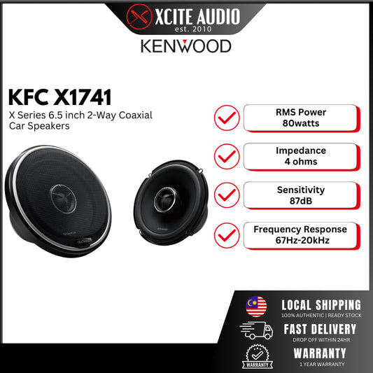 Kenwood KFC X1741 - X Series 6.5 inch 2-Way Coaxial Car Speakers