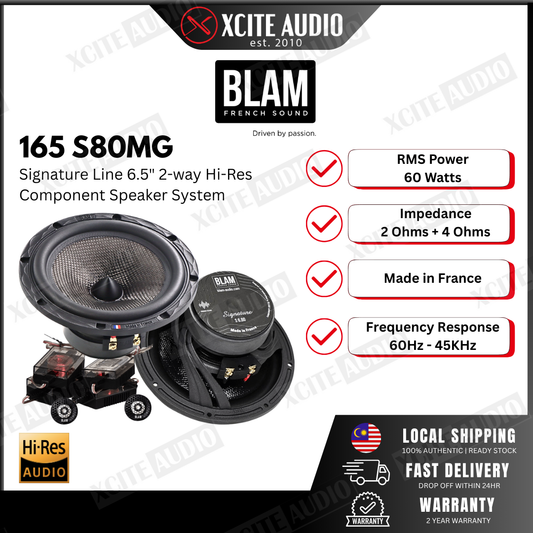 BLAM 165 S80MG - Signature Line 2-way 6.5" Hi-Res Component Car Audio Speaker System