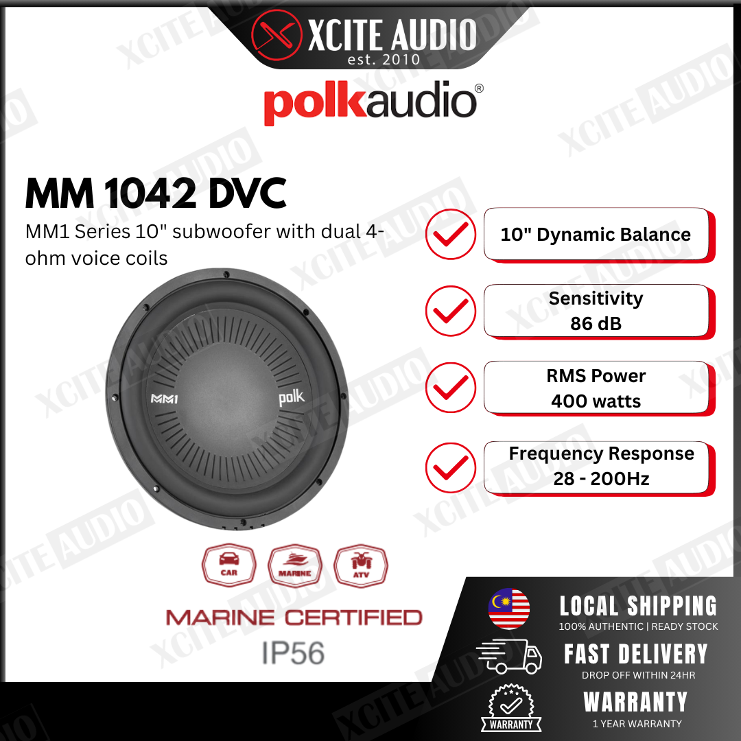 Polk Audio MM 1042 DVC MM1 Series 10" subwoofer with dual 4-ohm voice coils