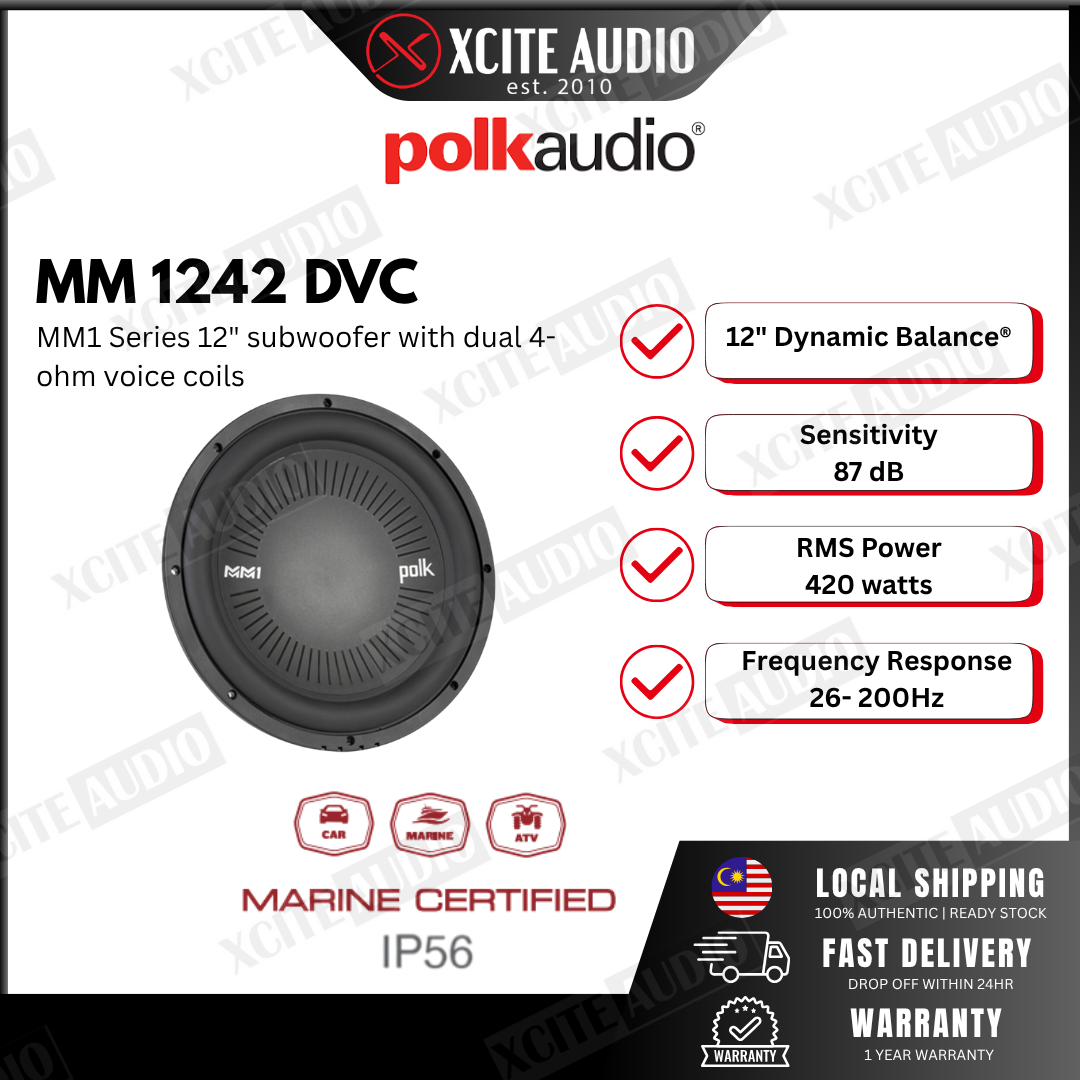 Polk Audio MM 1242 DVC MM1 Series 12" subwoofer with dual 4-ohm voice coils