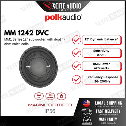 Polk Audio MM 1242 DVC MM1 Series 12" subwoofer with dual 4-ohm voice coils