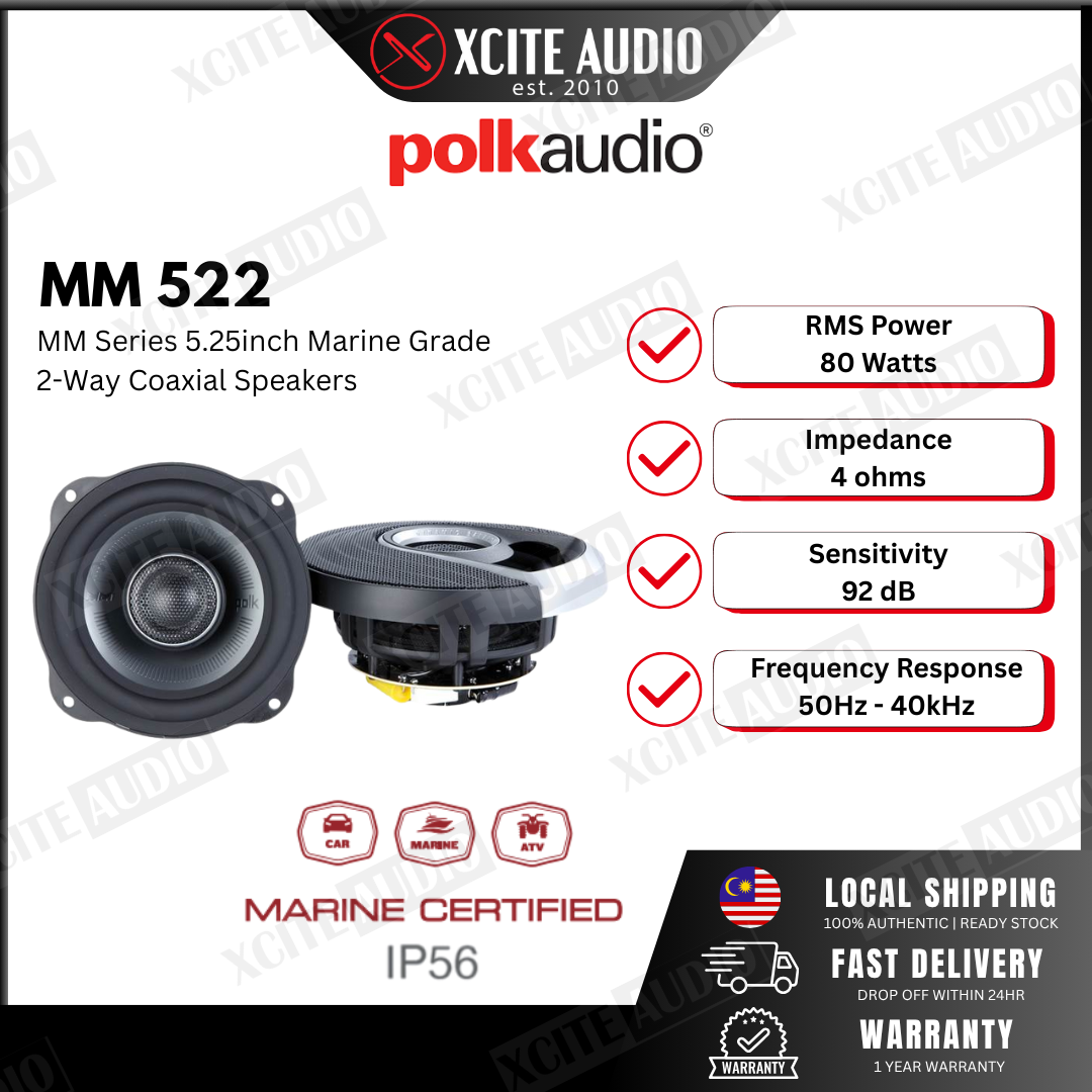 Polk Audio MM522 - MM Series 5.25" 2-Way Coaxial Car Speakers with Marine Certification