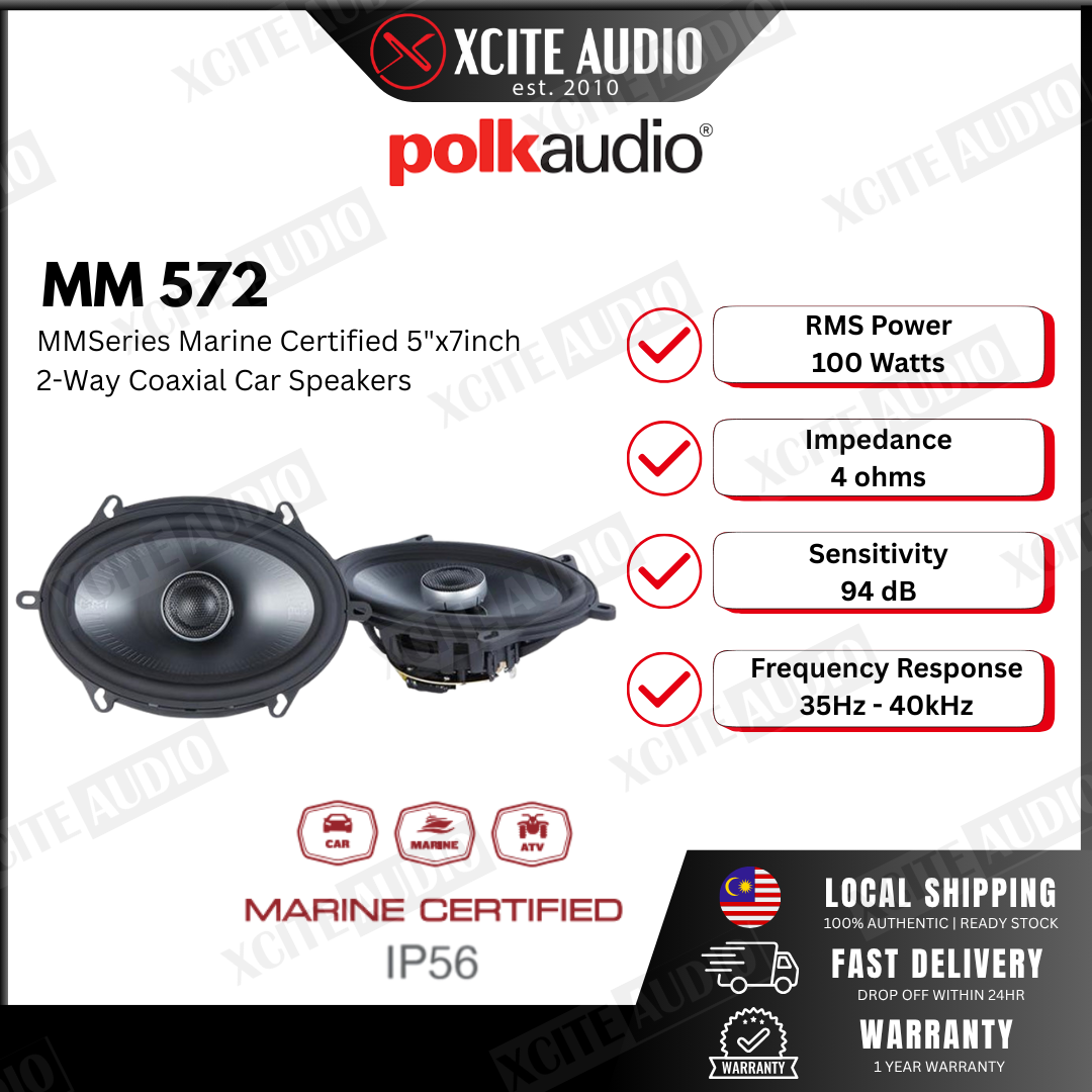 POLK MM572 - MM Series Marine Certified 5"x7inch 2-Way Car Speakers for Select Ford Vehicles
