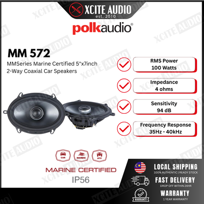 POLK MM572 - MM Series Marine Certified 5"x7inch 2-Way Car Speakers for Select Ford Vehicles