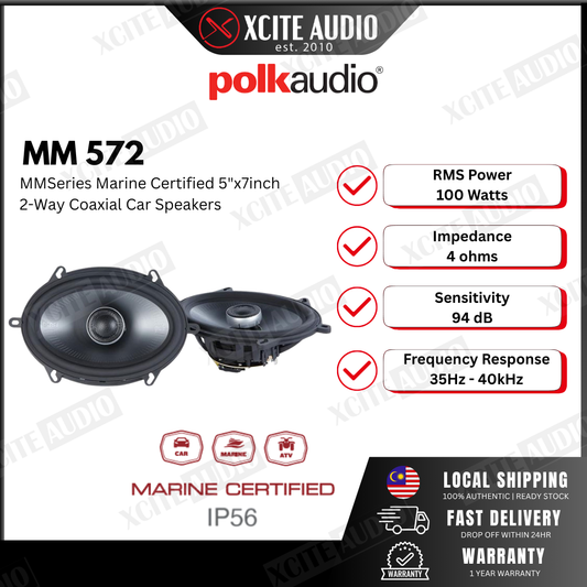 POLK MM572 - MM Series Marine Certified 5"x7inch 2-Way Car Speakers for Select Ford Vehicles