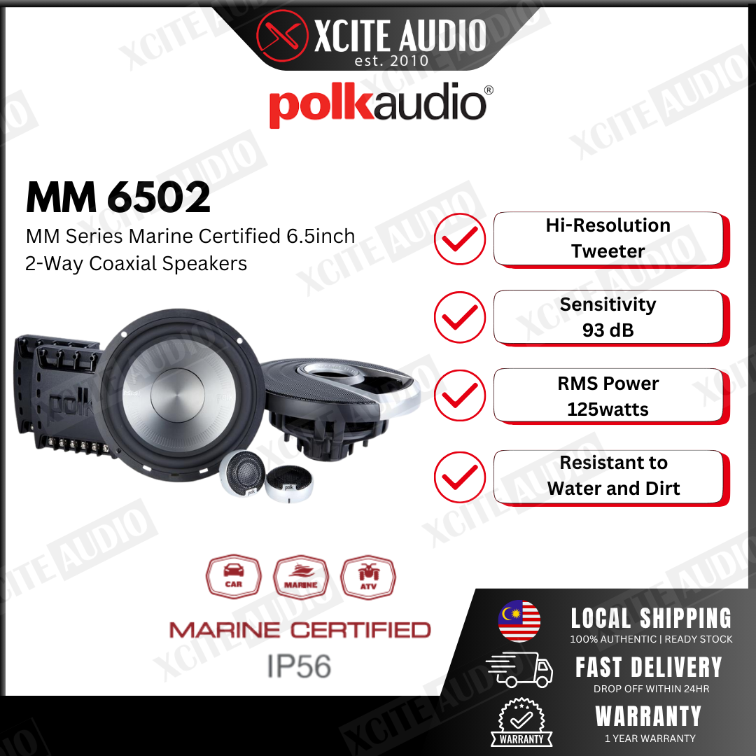 POLK AUDIO MM6502 - 6.5"INCH PREMIUM 2-WAY COMPONENT SPEAKER SYSTEM WITH ULTRA-MARINE CERTIFICATION