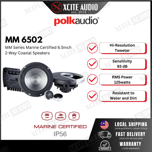 POLK AUDIO MM6502 - 6.5"INCH PREMIUM 2-WAY COMPONENT SPEAKER SYSTEM WITH ULTRA-MARINE CERTIFICATION
