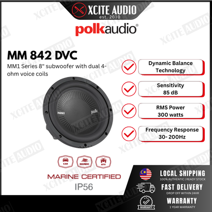 Polk Audio MM 842 DVC MM1 Series 8" subwoofer with dual 4-ohm voice coils