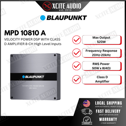 BLAUPUNKT MPD 10810A Velocity Power Series 8-Ch High / 2-Ch Low Level Inputs | 8-Ch High / 10-Ch Low Level Outputs