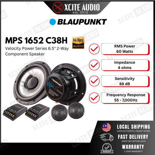 Blaupunkt 2-Way Component Speaker MPS 1652 C38H Velocity Power Series 6.5" 100W Max Power Handling