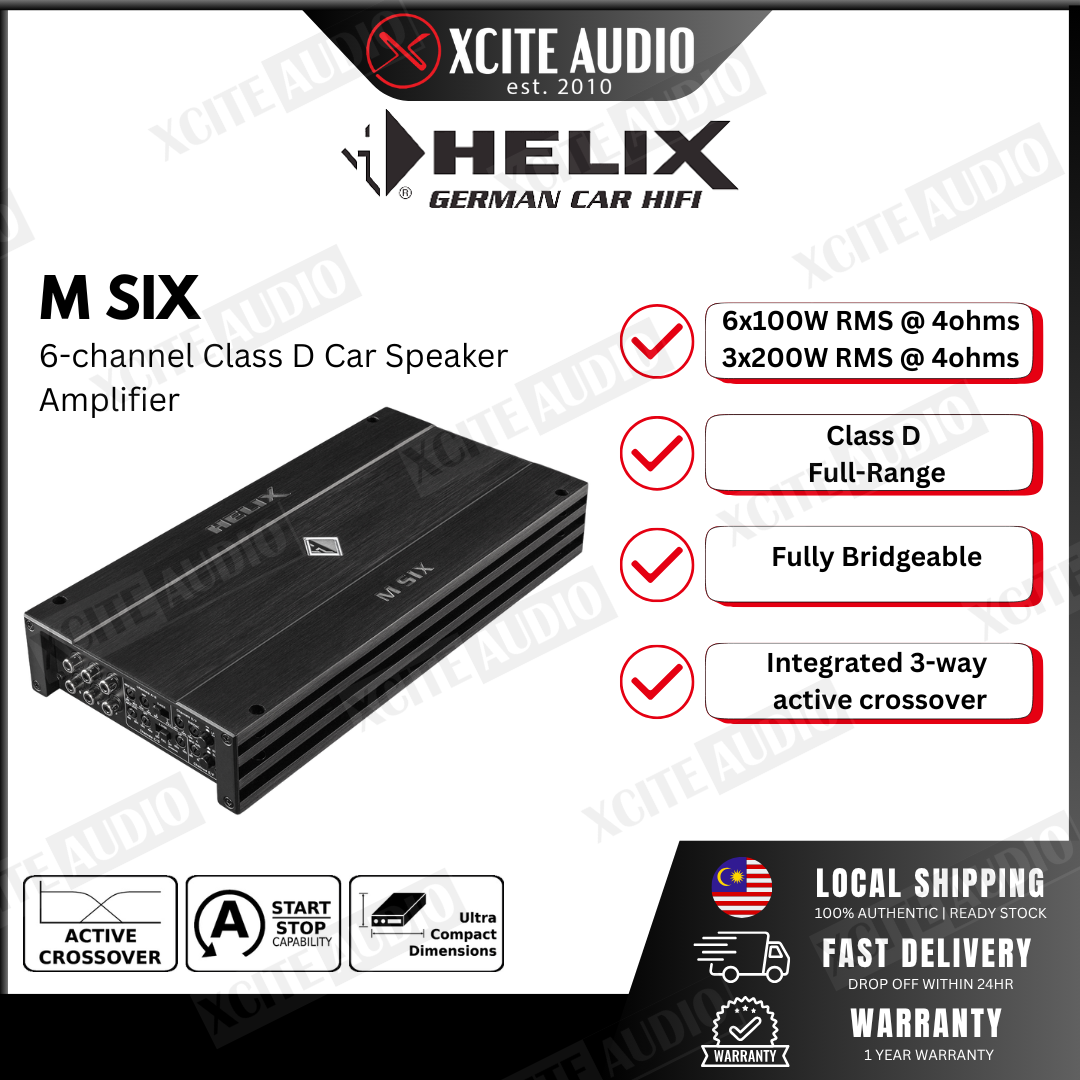 HELIX M SIX - 6-channel car audio amplifier with integrated active crossover