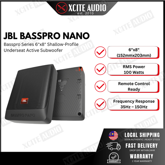JBL BassPro Nano 6" x 8" Ultra-Compact Amplified Underseat Subwoofer