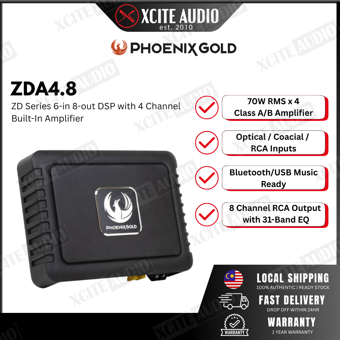 Phoenix Gold ZDA4.8 - ZD Series 8 Channel Car DSP with 4 Channel Built-In Amplifier