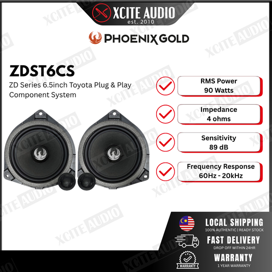 Phoenix Gold ZDST6CS - ZD Series 6.5inch Plug & Play Toyota 2-Way Car Component Speaker System