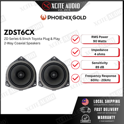 Phoenix Gold ZDST6CX - ZD Series 6.5inch Plug & Play Toyota 2-Way Coaxial Car Speakers