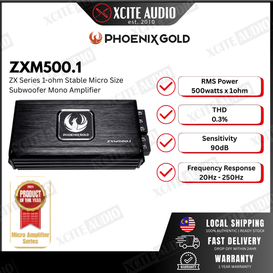 PHOENIX GOLD ZXM 500.1 - ZX Series Micro Car Subwoofer Mono Amplifier