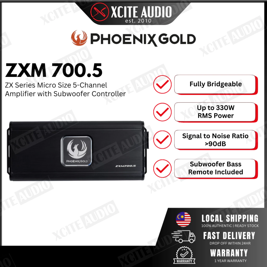 Phoenix Zx PHOENIX GOLD ZXM 700.5 - ZX Series 5-Channel Micro Car Audio Amplifier ...