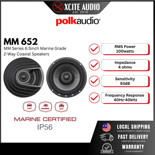 POLK MM652 - MM Series 6.5inch Marine Grade 2-Way Coaxial Car Speakers