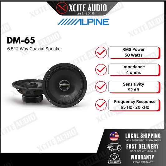Alpine DM-65 6.5inch 2-Way Coaxial Speakers | Peak Power 200W | 100% Original Alpine | Latest 2023 Model