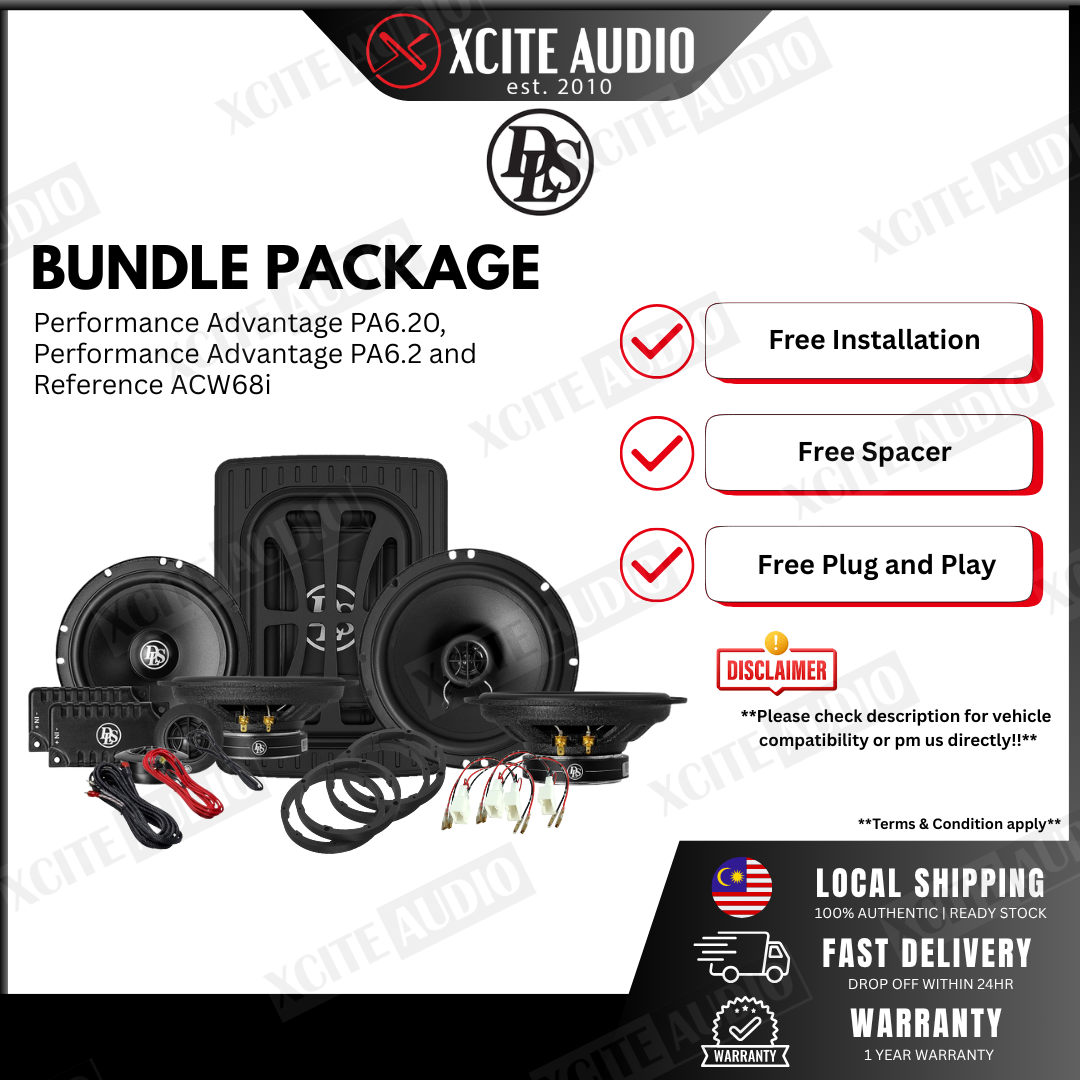 MERDEKA SALES! - Front and Rear 6.5" Car Speaker with Active Subwoofer Bundle Set (DLS / INFINITY / KENWOOD)