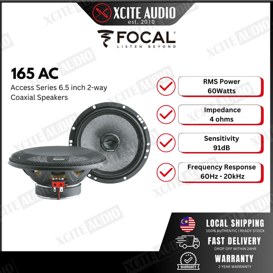 Focal Access 165AC 2-way Coaxial Speaker Kit | 120W Peak | RMS 60W | 2 Years Warranty | 100% Original Speaker