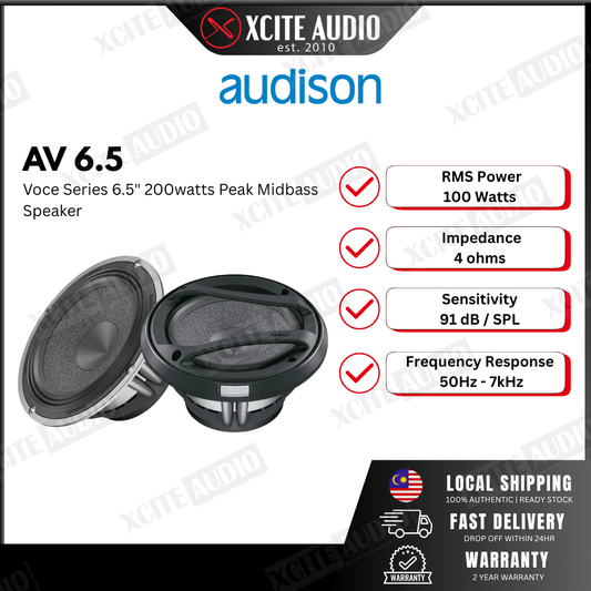 Audison VOCE AV 6.5" 200Watts Peak Car Midbass Woofer/Speakers