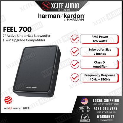 harman/kardon Feel 700 | Slim Active Underseat Subwoofer | Dual Upgrade Capable | 125 Watt RMS