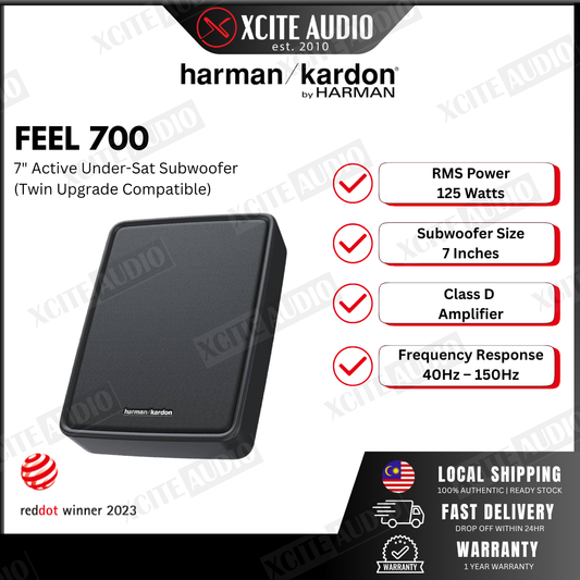 harman/kardon Feel 700 | Slim Active Underseat Subwoofer | Dual Upgrade Capable | 125 Watt RMS