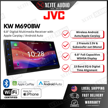 JVC KW M690BW - 6.8" Digital Multimedia Receiver with Apple Carplay/Android Auto