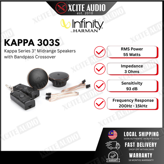 Infinity Kappa 303s 3"inch Midrange Speaker With Bandpass Crossover