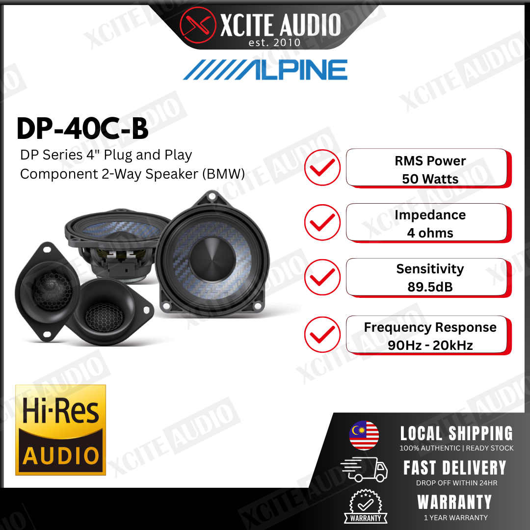 Alpine DP-40C-B 4 INCH Component 2-Way Speaker Plug and Play | Compatible for BMW | 100% Genuine | Original