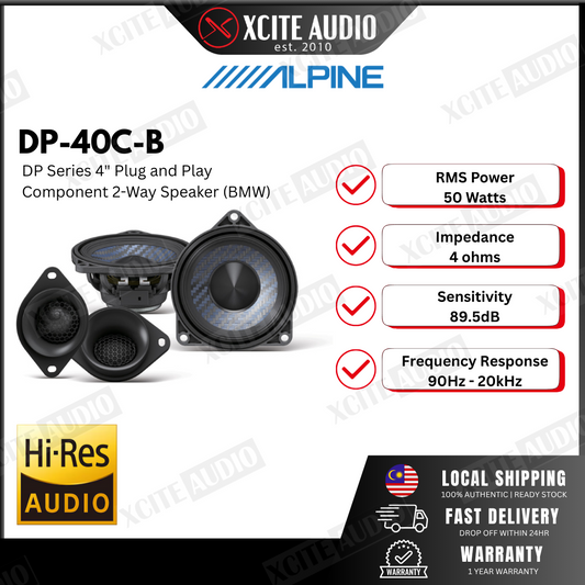Alpine DP-40C-B 4 INCH Component 2-Way Speaker Plug and Play | Compatible for BMW | 100% Genuine | Original