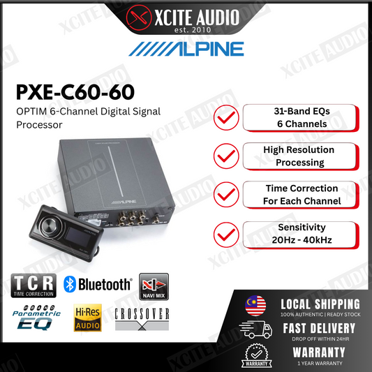 Alpine PXE-C60-60 OPTIMâ„¢6 six-channel DSP digital signal processor with automatic sound tuning