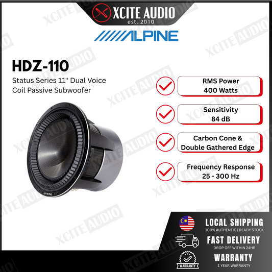Alpine HDZ-110 Status Series 11"(28cm) Duo Voice Coil Passive Subwoofer