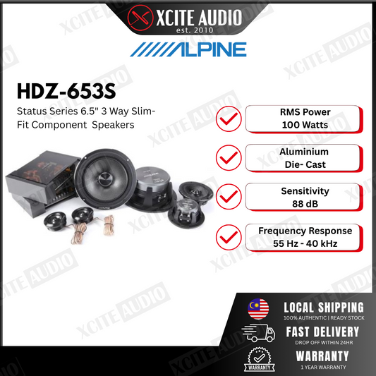 Alpine HDZ-653S Status Series 6-1/2" 3-way slim-fit component system