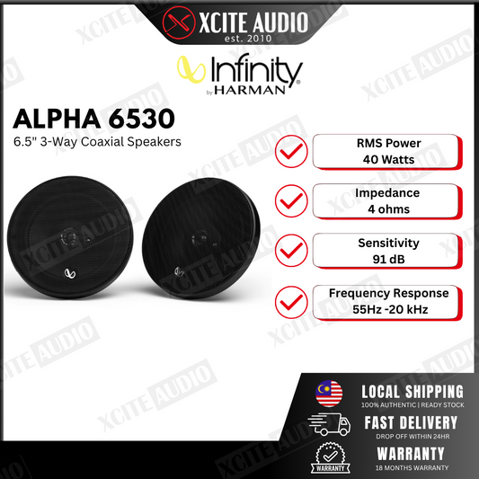 Infinity Alpha 6530 6.5" 3-Way Car Speaker 40W RMS, 290W Peak