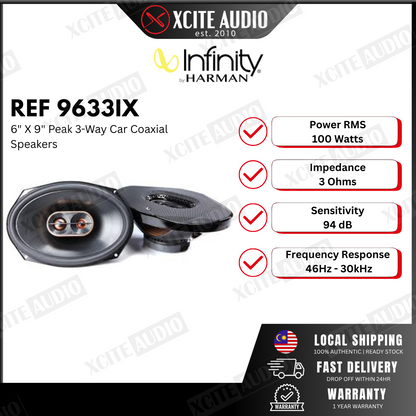 Infinity REF-9633IX 6" x 9" (152mm x 230mm) 600W Peak 3-Way Coaxial Car Speakers