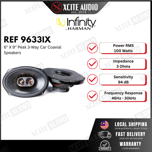 Infinity REF-9633IX 6" x 9" (152mm x 230mm) 600W Peak 3-Way Coaxial Car Speakers