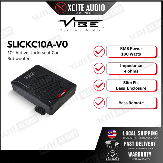 VIBE SLICKC10A-V0 | 180 Watt RMS 10" Active Underseat Car Subwoofer