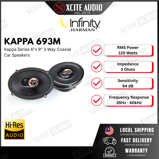 Infinity Kappa 693M Kappa Series 6"x9" 3-way Coaxial Car Speakers