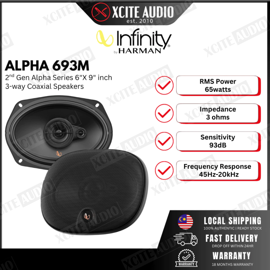 INFINITY ALPHA 693M - New Gen Alpha Series 6" x 9″ 3-Way Coaxial Speakers