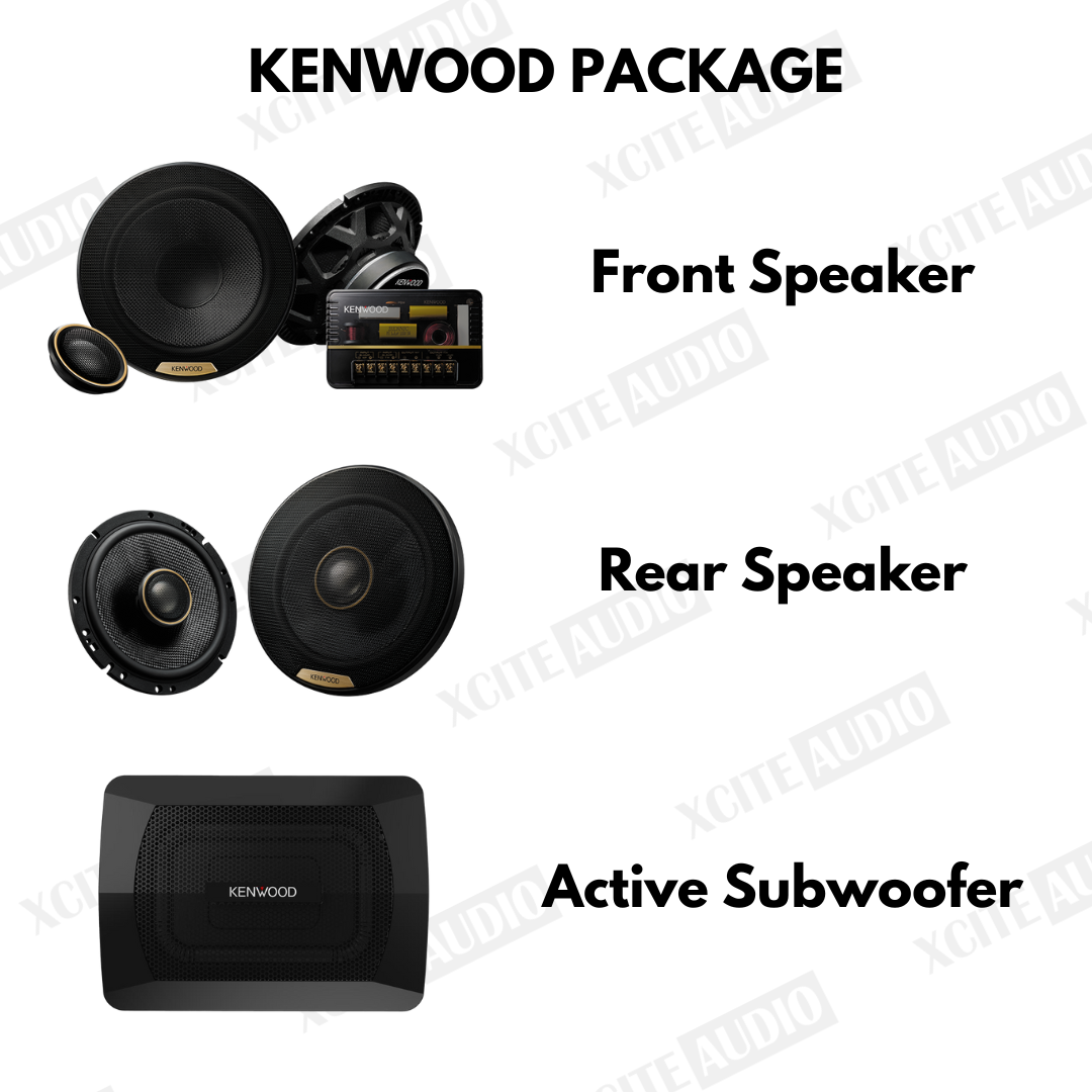 MERDEKA SALES! - Front and Rear 6.5" Car Speaker with Active Subwoofer Bundle Set (DLS / INFINITY / KENWOOD)